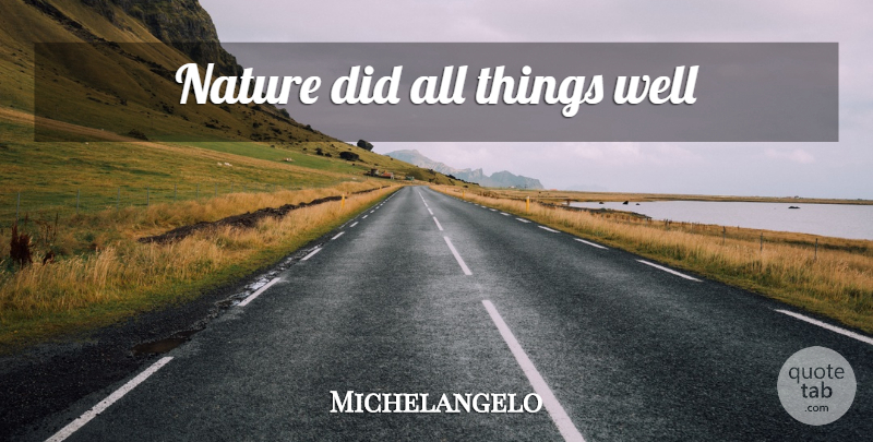 Michelangelo Quote About Environment, Wells, All Things: Nature Did All Things Well...