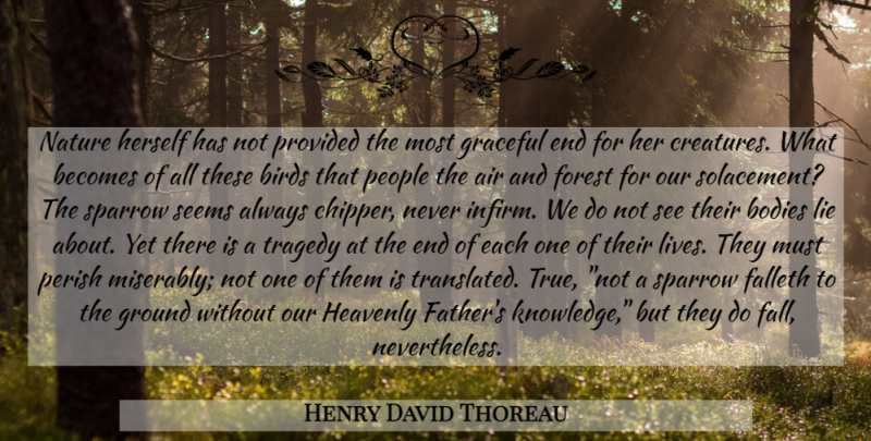 Henry David Thoreau Quote About Lying, Father, Fall: Nature Herself Has Not Provided...