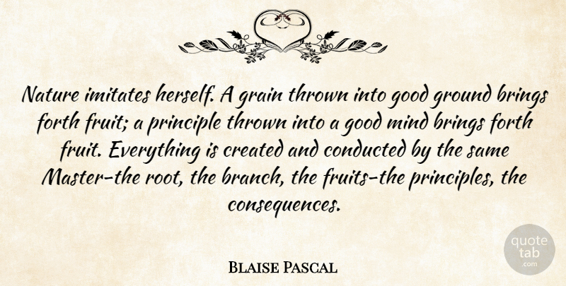 Blaise Pascal Quote About Nature, Roots, Mind: Nature Imitates Herself A Grain...