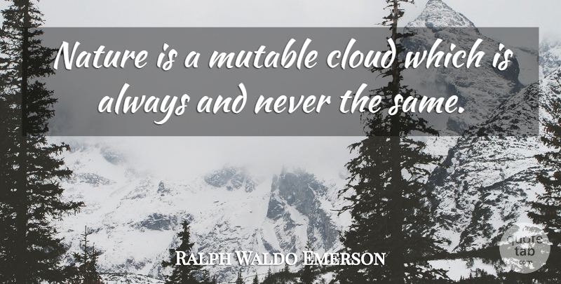 Ralph Waldo Emerson Quote About Nature, Clouds, Steadfast: Nature Is A Mutable Cloud...