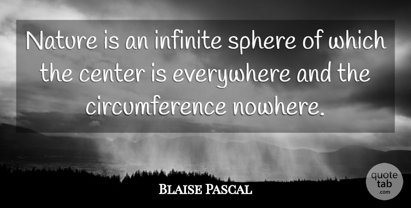 Blaise Pascal Quote About Nature, Math, Garden: Nature Is An Infinite Sphere...