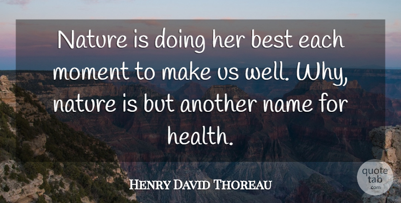 Henry David Thoreau Quote About Names, Moments, Wells: Nature Is Doing Her Best...