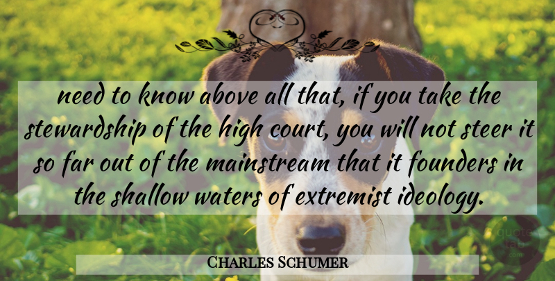 Charles Schumer Quote About Above, Extremist, Far, Founders, High: Need To Know Above All...
