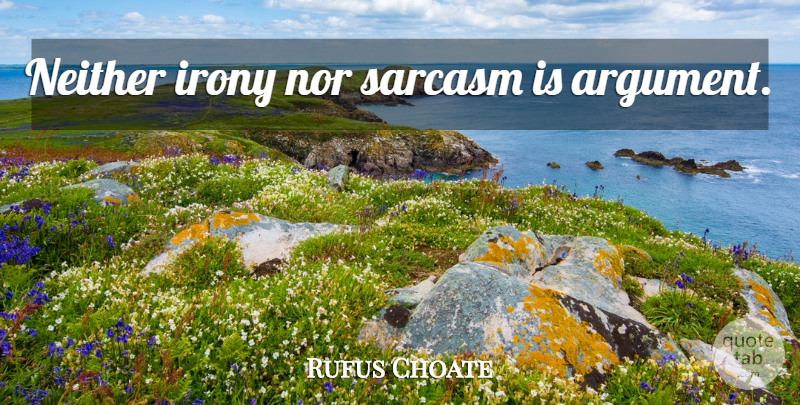 Rufus Choate Quote About Sarcasm, Irony, Argument: Neither Irony Nor Sarcasm Is...