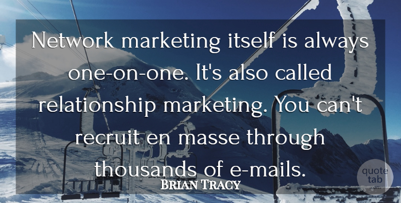 Brian Tracy Quote About Marketing, Mail, Recruit: Network Marketing Itself Is Always...