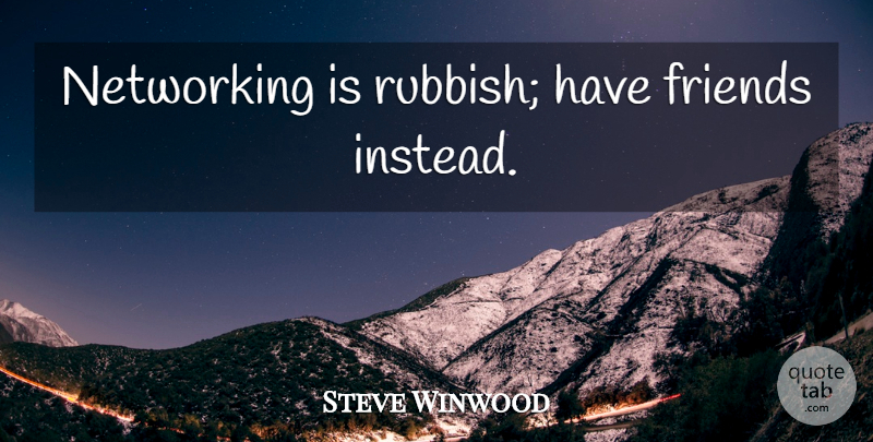 Steve Winwood Quote About Networking, Rubbish: Networking Is Rubbish Have Friends...