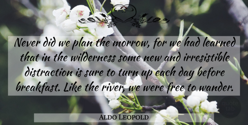 Aldo Leopold Quote About Rivers, Each Day, Breakfast: Never Did We Plan The...