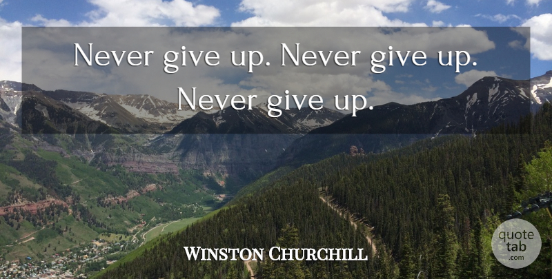 Winston Churchill Quote About Giving Up, Dont Give Up, Do Nt Give Up: Never Give Up Never Give...