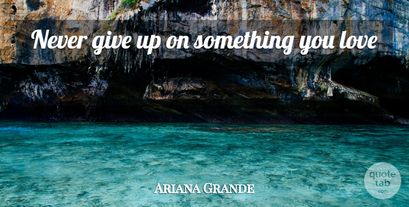 Ariana Grande Quote About Giving Up, Never Stop Believing, Something You Love: Never Give Up On Something...