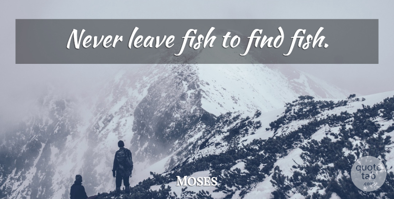Moses Quote About Fishing, Great Fishing, Fishes: Never Leave Fish To Find...