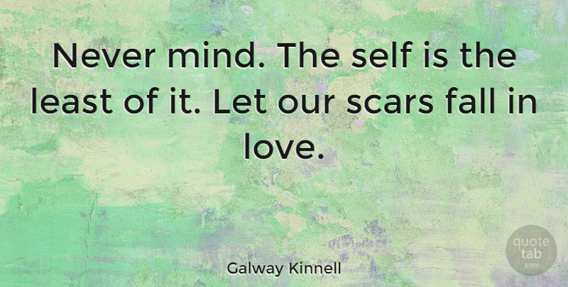 Galway Kinnell Quote About Falling In Love, Self, Mind: Never Mind The Self Is...