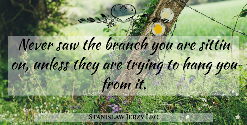 Stanislaw Jerzy Lec Quote About Advice, Trying, Saws: Never Saw The Branch You...