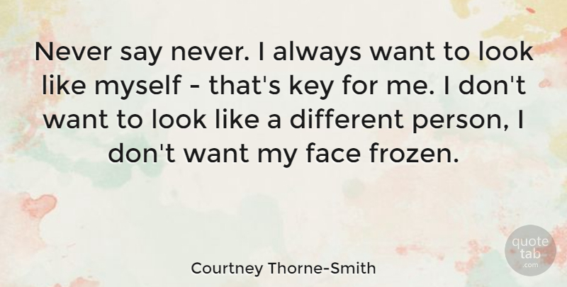 Courtney Thorne-Smith Quote About Keys, Looks, Frozen: Never Say Never I Always...