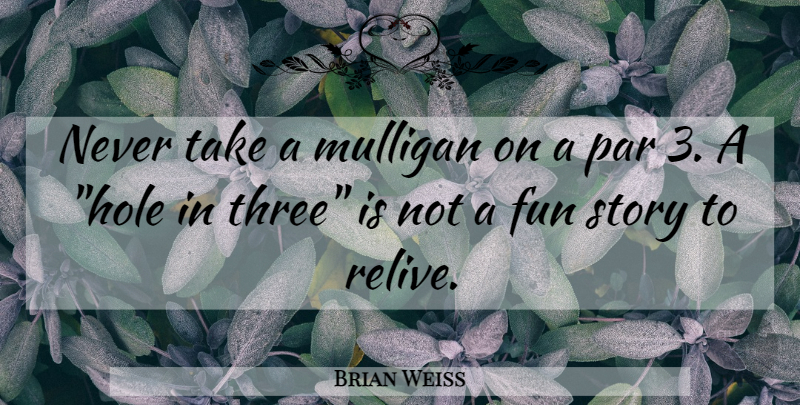 Brian Weiss Quote About Fun, Golf, Stories: Never Take A Mulligan On...