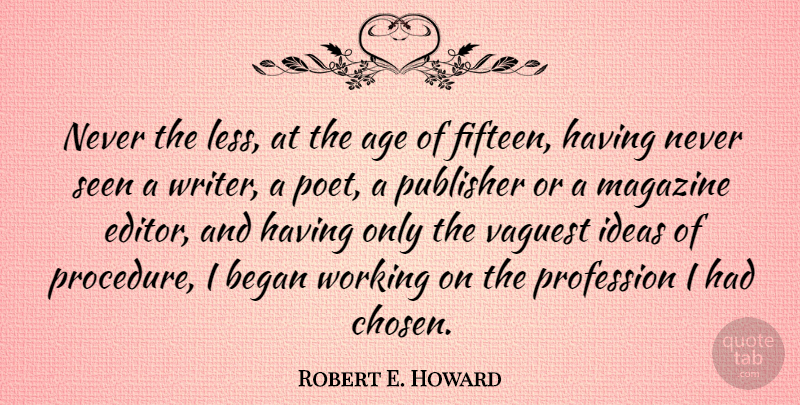 Robert E. Howard Quote About Editors, Ideas, Age: Never The Less At The...