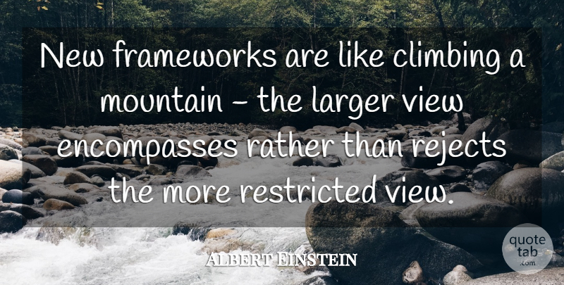 Albert Einstein Quote About Climbing, Views, Vision: New Frameworks Are Like Climbing...