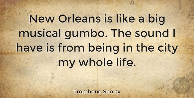 Trombone Shorty Quote About Life, Musical, Orleans: New Orleans Is Like A...
