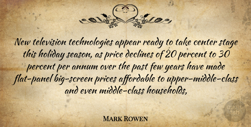 Mark Rowen Quote About Affordable, Appear, Center, Declines, Few: New Television Technologies Appear Ready...