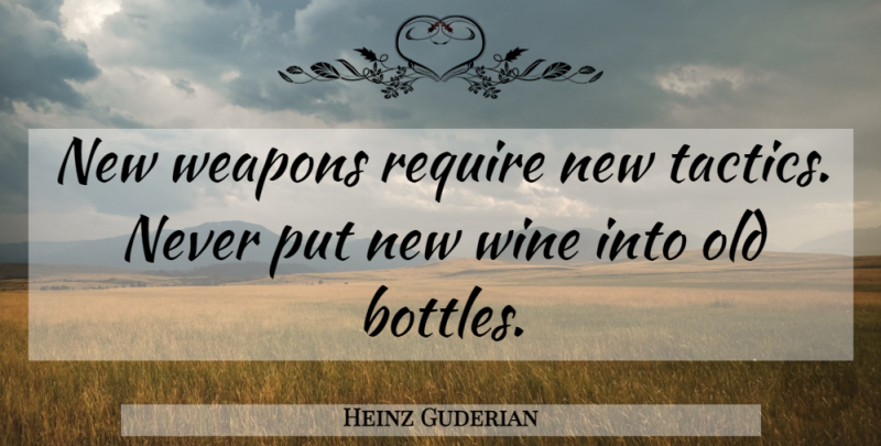 Heinz Guderian Quote About Wine, Tactics, Weapons: New Weapons Require New Tactics...