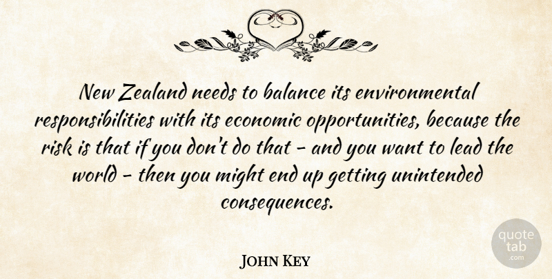 John Key Quote About Environmental, Lead, Might, Needs, Zealand: New Zealand Needs To Balance...
