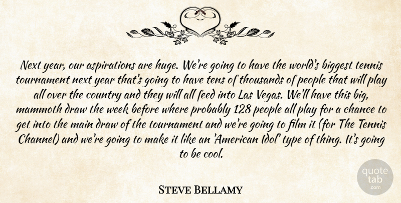 Steve Bellamy Quote About Biggest, Chance, Country, Draw, Feed: Next Year Our Aspirations Are...