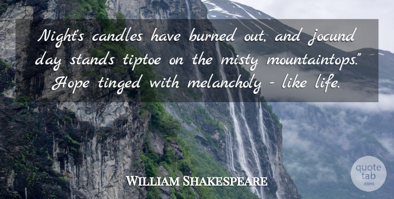 William Shakespeare Quote About Night, Tiptoes, Melancholy: Nights Candles Have Burned Out...
