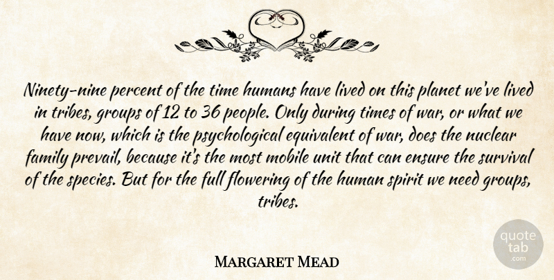 Margaret Mead Quote About War, Ninety Nine, People: Ninety Nine Percent Of The...
