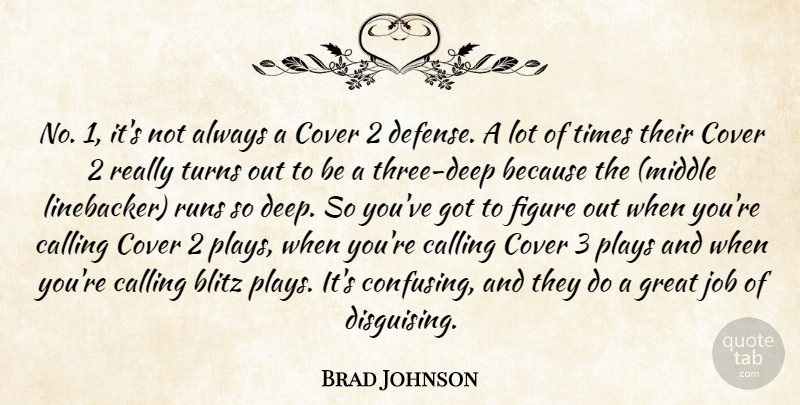 Brad Johnson Quote About Blitz, Calling, Cover, Figure, Great: No 1 Its Not Always...