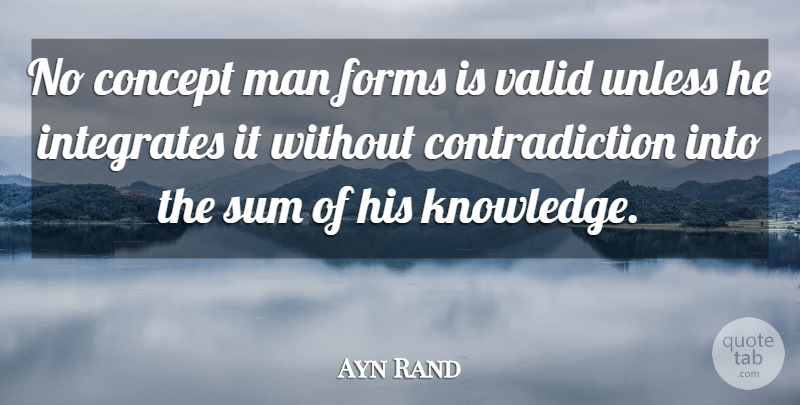 Ayn Rand Quote About Men, Integrating, Contradiction: No Concept Man Forms Is...