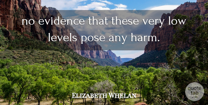 Elizabeth Whelan Quote About Evidence, Levels, Low, Pose: No Evidence That These Very...