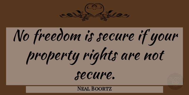 Neal Boortz Quote About Rights, Ifs, Property: No Freedom Is Secure If...