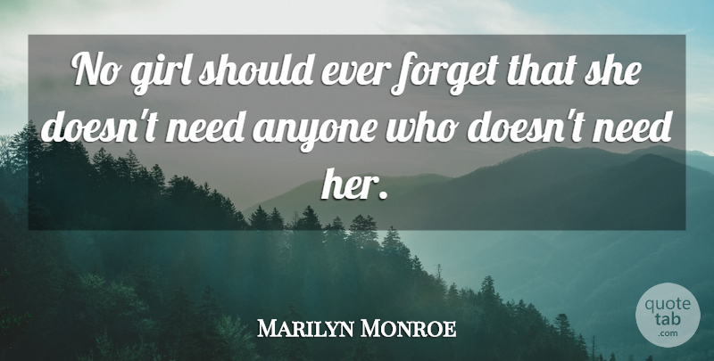 Marilyn Monroe Quote About Break Up, Girl, Cute Relationship: No Girl Should Ever Forget...