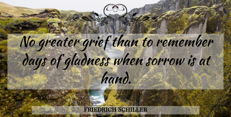 Friedrich Schiller Quote About Life, Grief, Hands: No Greater Grief Than To...
