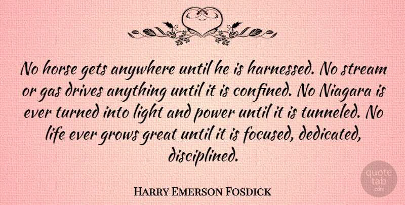 Harry Emerson Fosdick Quote About Life, Motivational, Horse: No Horse Gets Anywhere Until...