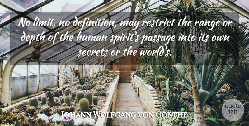 Johann Wolfgang von Goethe Quote About Secret, World, May: No Limit No Definition May...