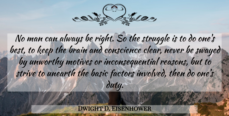 Dwight D. Eisenhower Quote About Struggle, Character, Men: No Man Can Always Be...