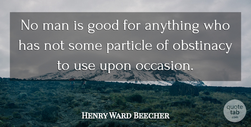 Henry Ward Beecher Quote About Men, Use, Obstinacy: No Man Is Good For...