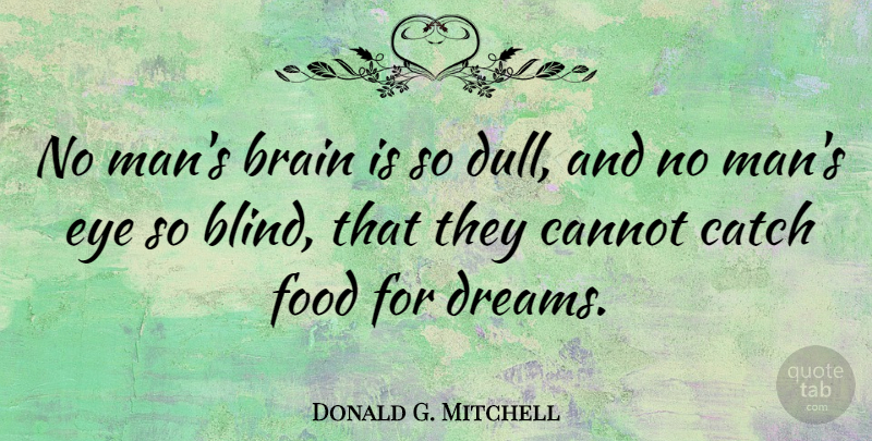 Donald G. Mitchell Quote About American Musician, Cannot, Catch, Eye, Food: No Mans Brain Is So...