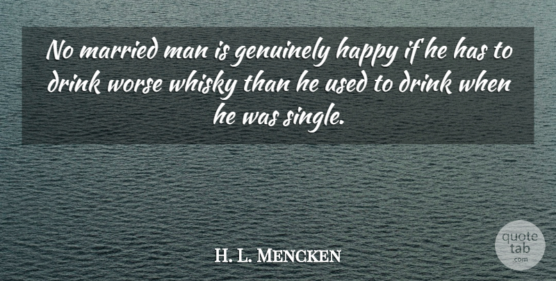 H. L. Mencken Quote About Marriage, Men, Scotch Whisky: No Married Man Is Genuinely...