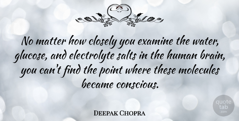 Deepak Chopra Quote About Water, Brain, Matter: No Matter How Closely You...