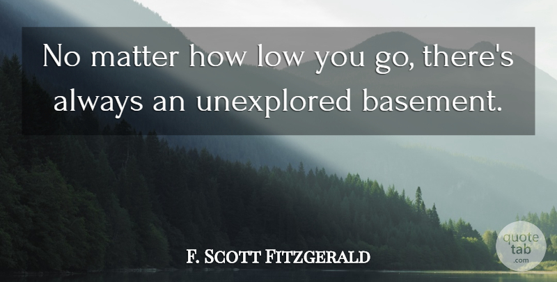 F. Scott Fitzgerald Quote About Matter, Lows, Basements: No Matter How Low You...