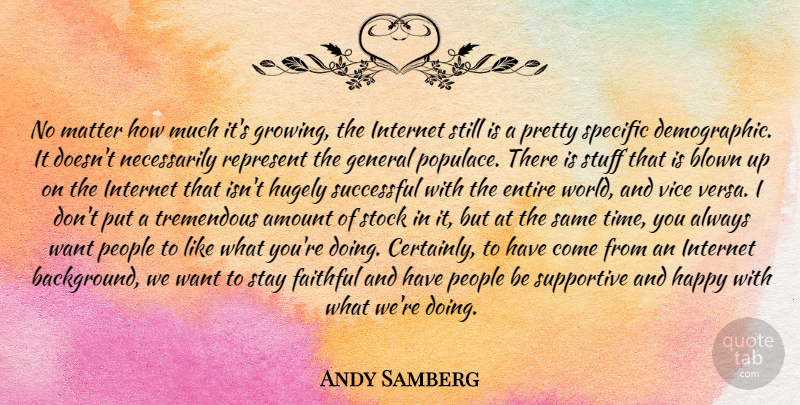 Andy Samberg Quote About Matter, Growing, Internet: No Matter How Much Its...