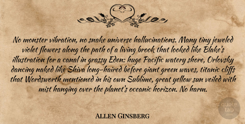 Allen Ginsberg Quote About Flower, Illustration, Snakes: No Monster Vibration No Snake...