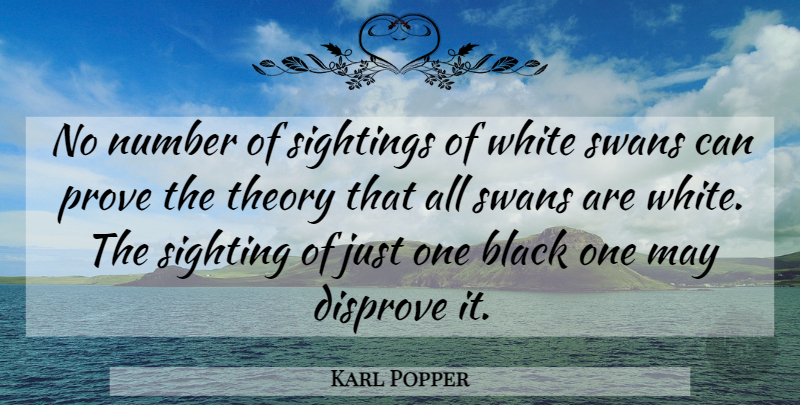 Karl Popper Quote About White, Numbers, Swans: No Number Of Sightings Of...