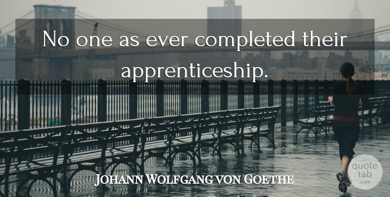 Johann Wolfgang von Goethe Quote About Experience, Apprenticeship: No One As Ever Completed...