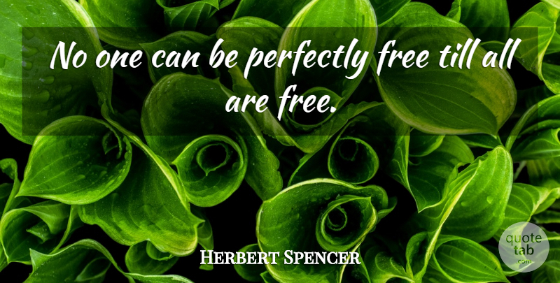 Herbert Spencer Quote About Free, Perfectly, Till: No One Can Be Perfectly...