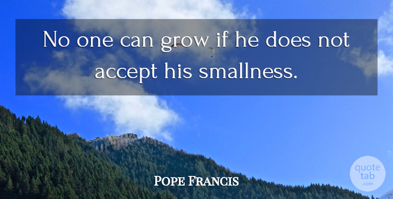 Pope Francis Quote About Doe, Accepting, Grows: No One Can Grow If...
