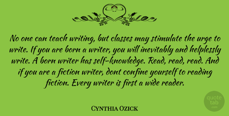 Cynthia Ozick Quote About Reading, Writing, Self: No One Can Teach Writing...