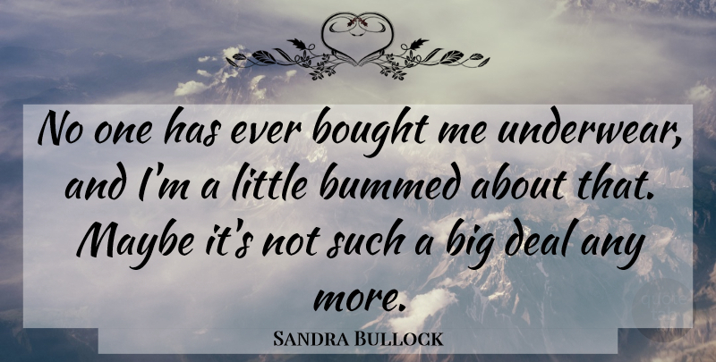 Sandra Bullock Quote About Littles, Underwear, Bigs: No One Has Ever Bought...