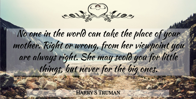 Harry S Truman Quote About Mom, Mother, Viewpoints: No One In The World...